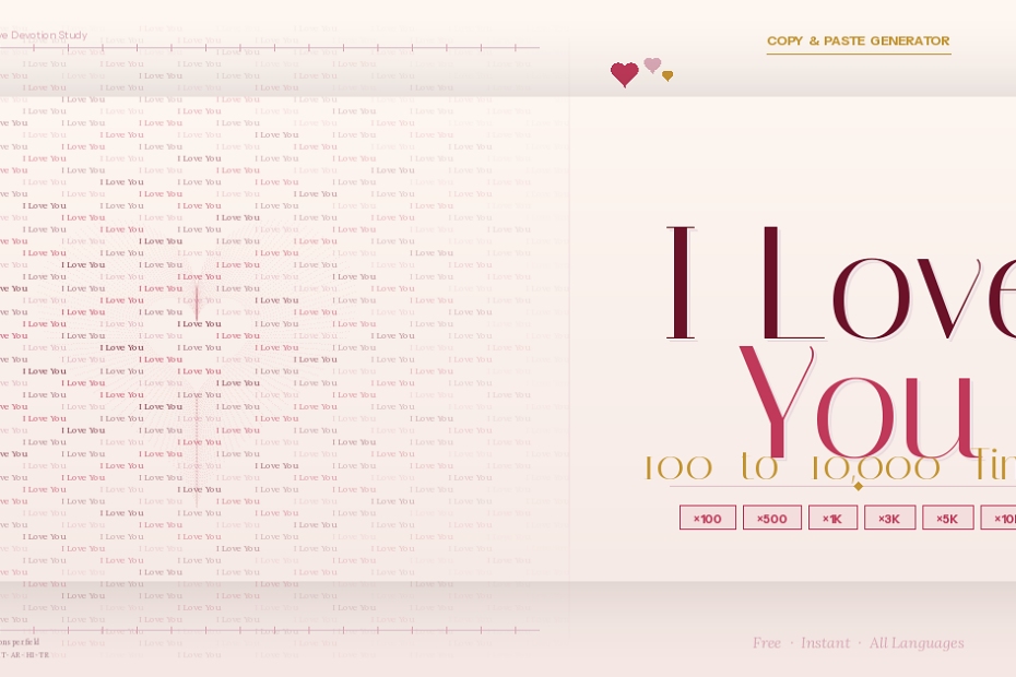 I Love You 100 to 10000 Times Copy & Paste